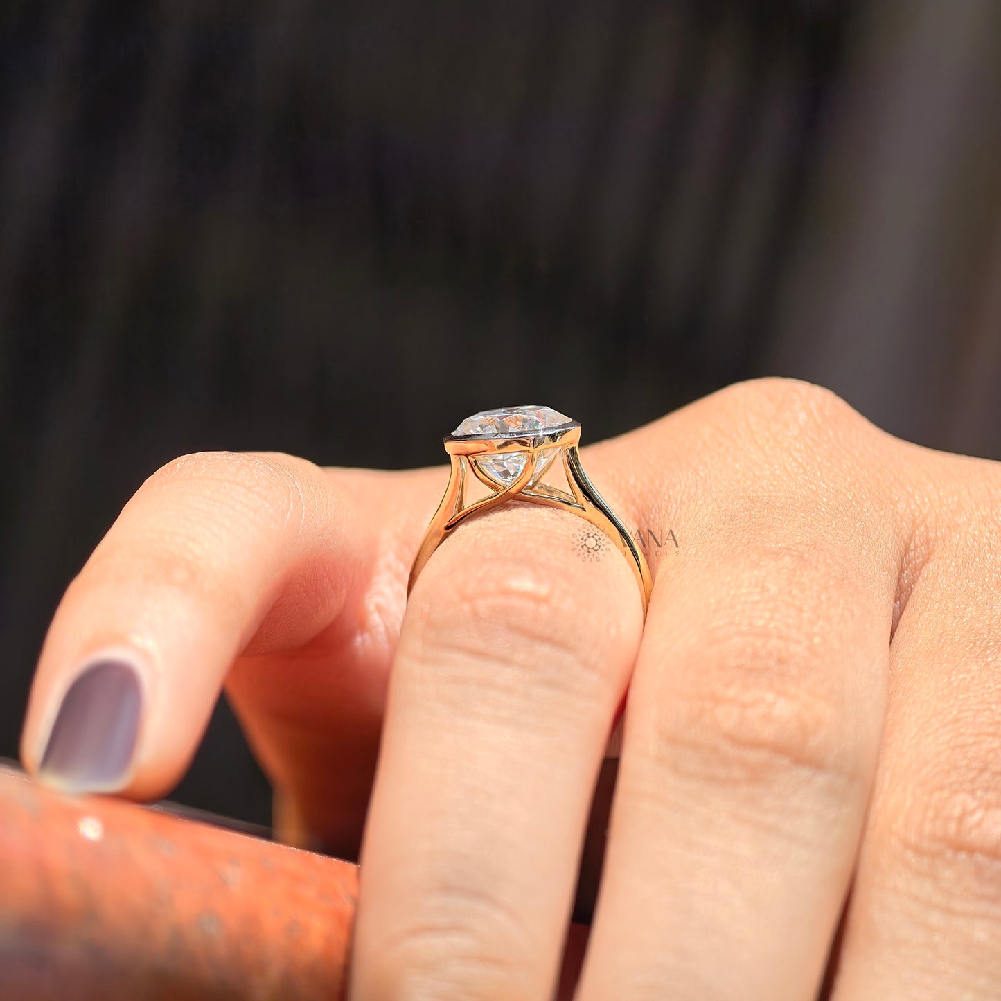 Cushion Cut Moissanite Solitaire Engagement Ring in 14K Yellow Gold