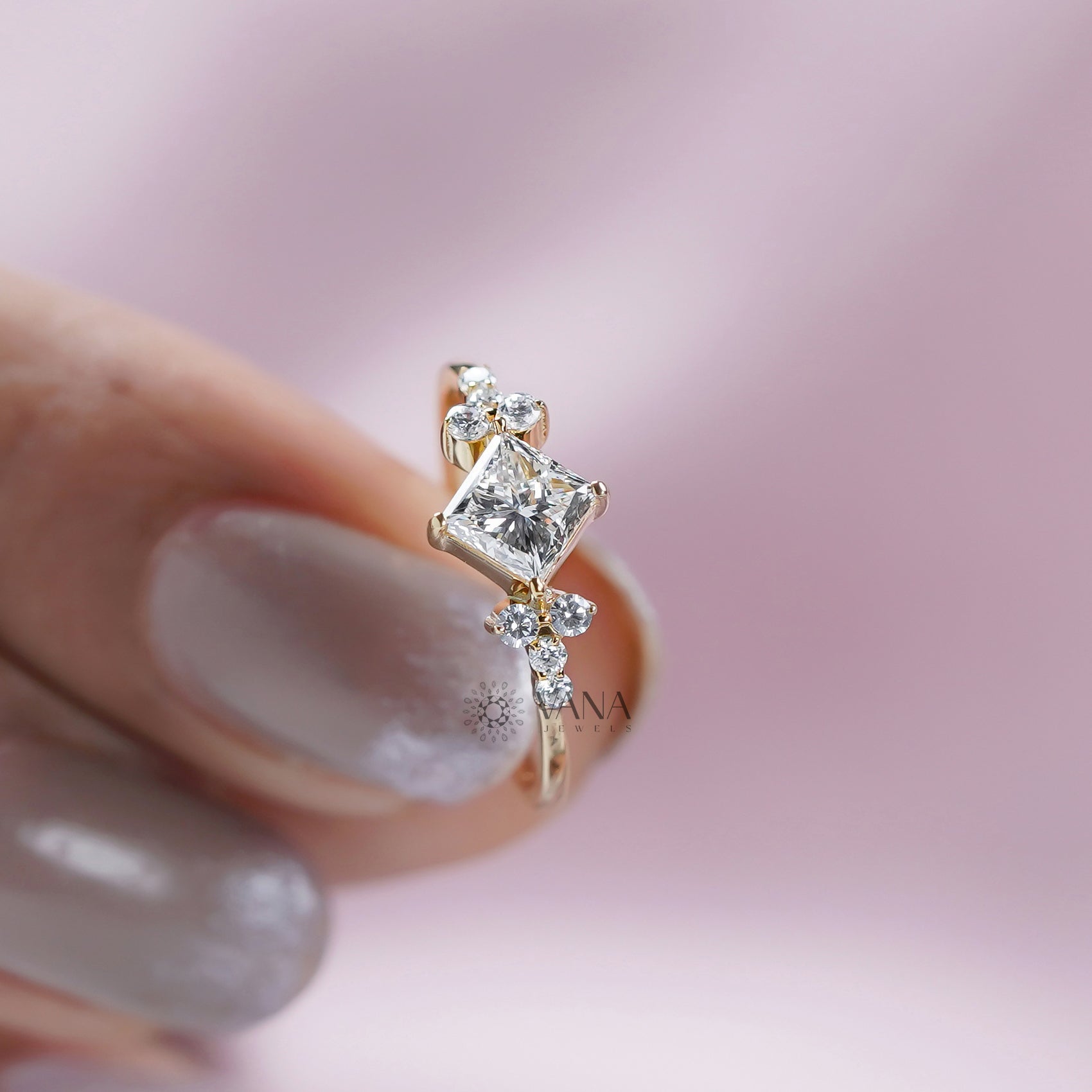 princess cut lab diamond promise ring