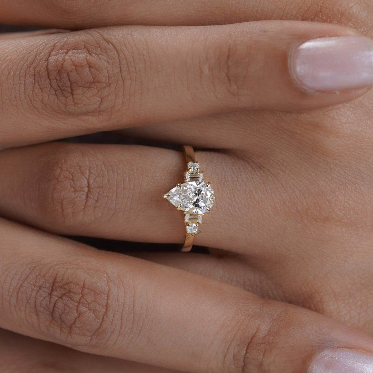 Five stone moissanite anniversary ring for women
