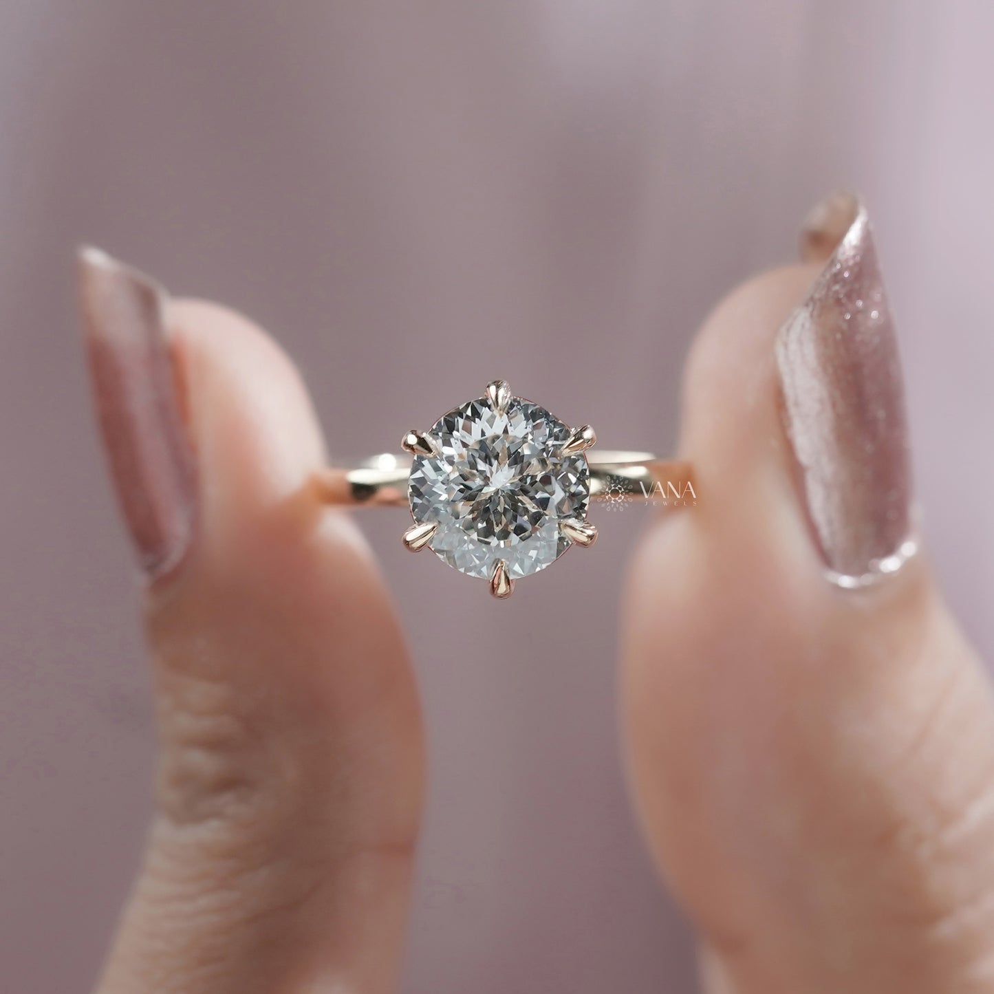 Portuguese Cut Lab Grown Diamond Solitaire Ring, Hidden Halo Engagement Ring