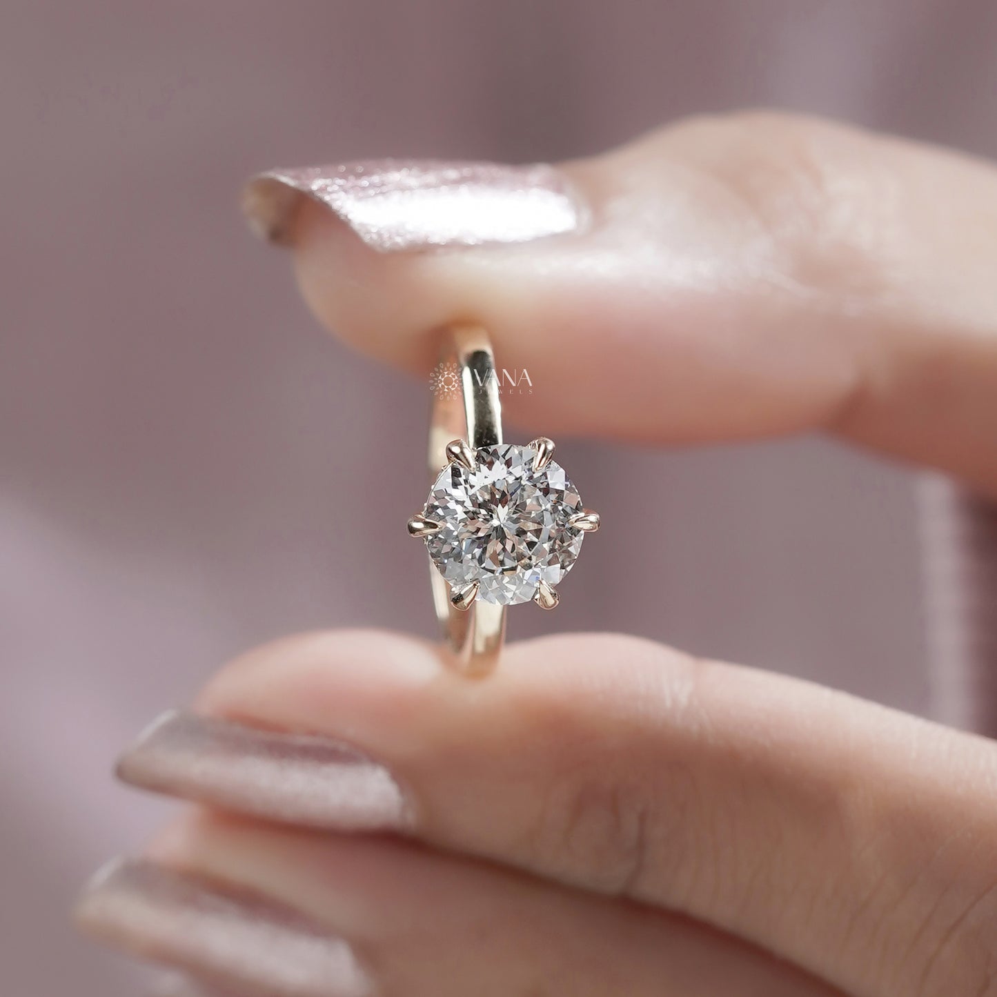 Portuguese Cut Lab Grown Diamond Solitaire Ring, Hidden Halo Engagement Ring