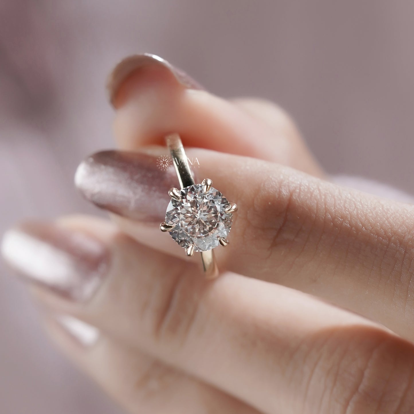 Portuguese Cut Lab Grown Diamond Solitaire Ring, Hidden Halo Engagement Ring