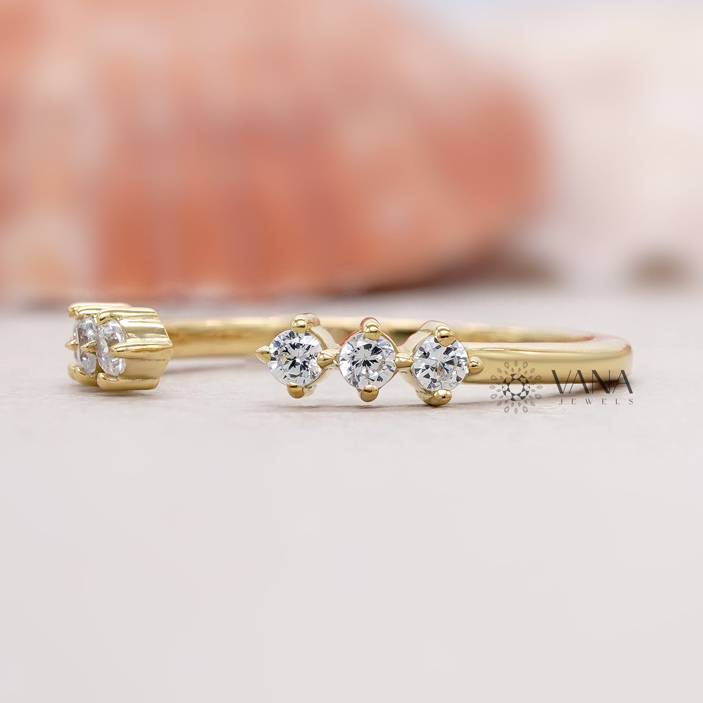 Open Cuff Lab Grown Diamond Wedding Band in Floating Bubble Setting
