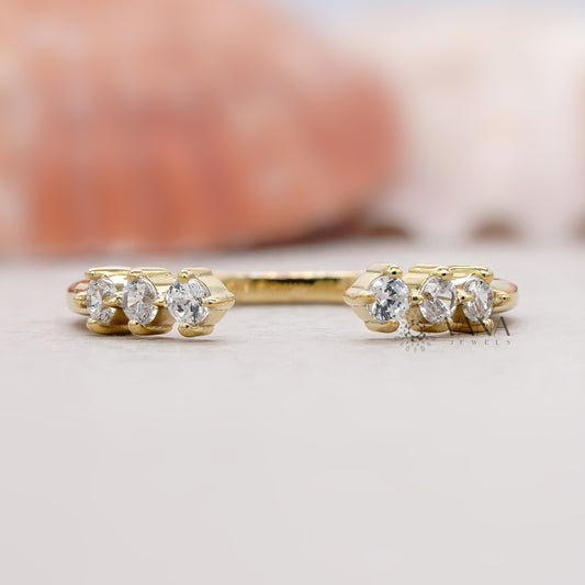 Open Cuff Lab Grown Diamond Wedding Band in Floating Bubble Setting