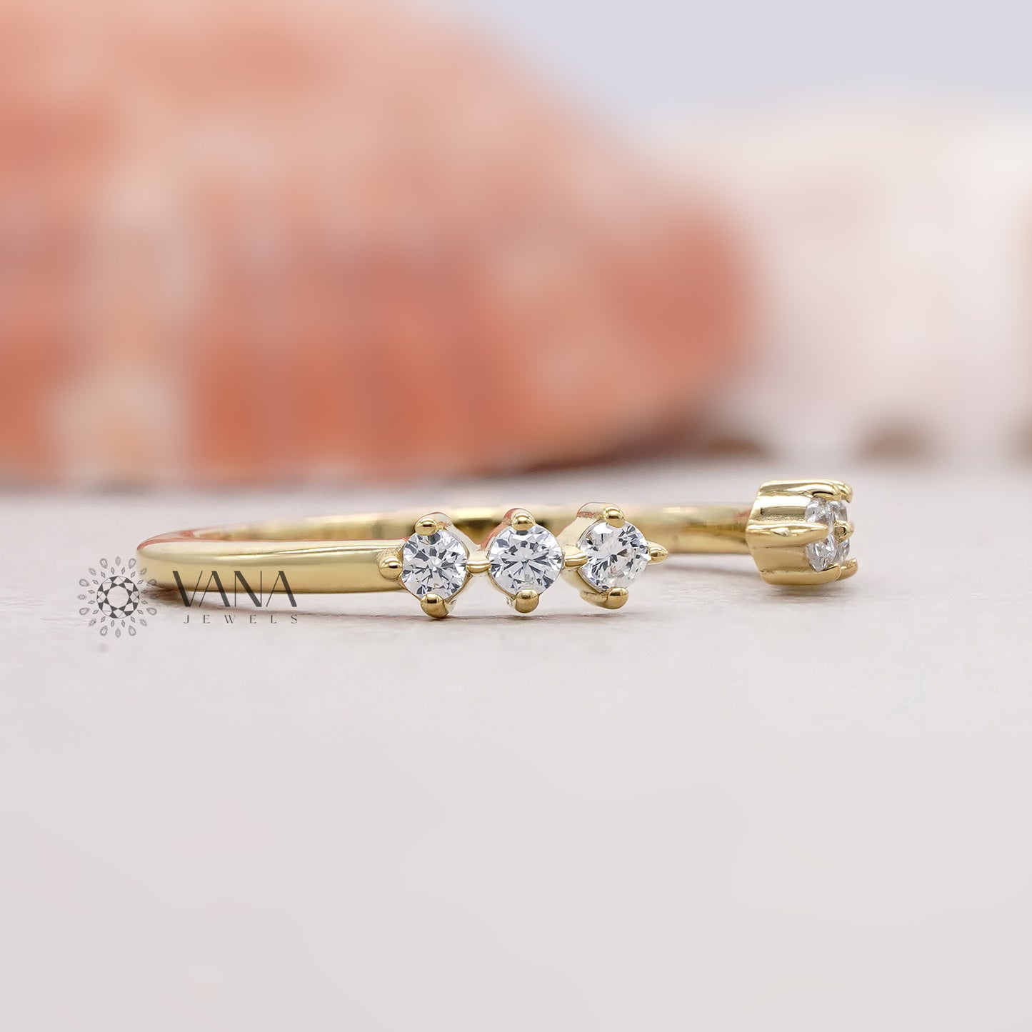 Open Cuff Lab Grown Diamond Wedding Band in Floating Bubble Setting