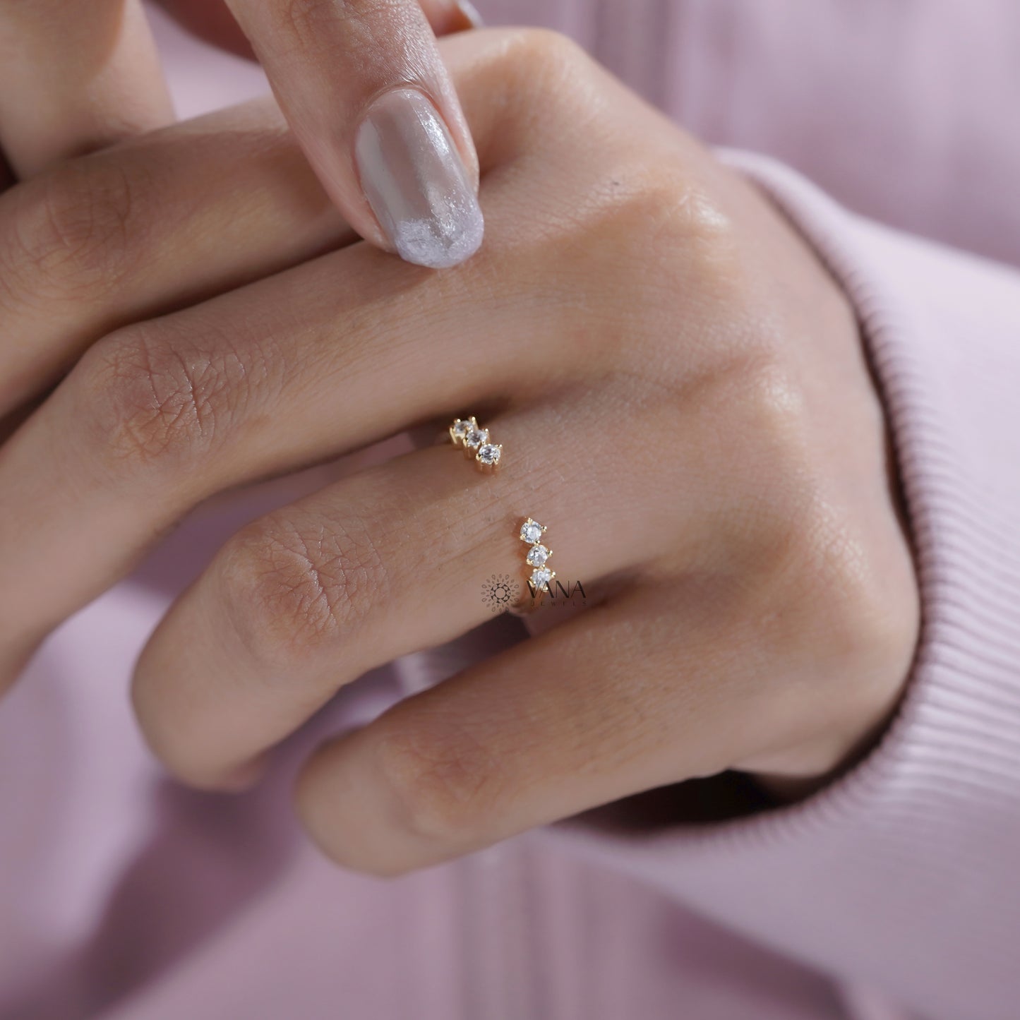 Open Cuff Lab Grown Diamond Wedding Band in Floating Bubble Setting