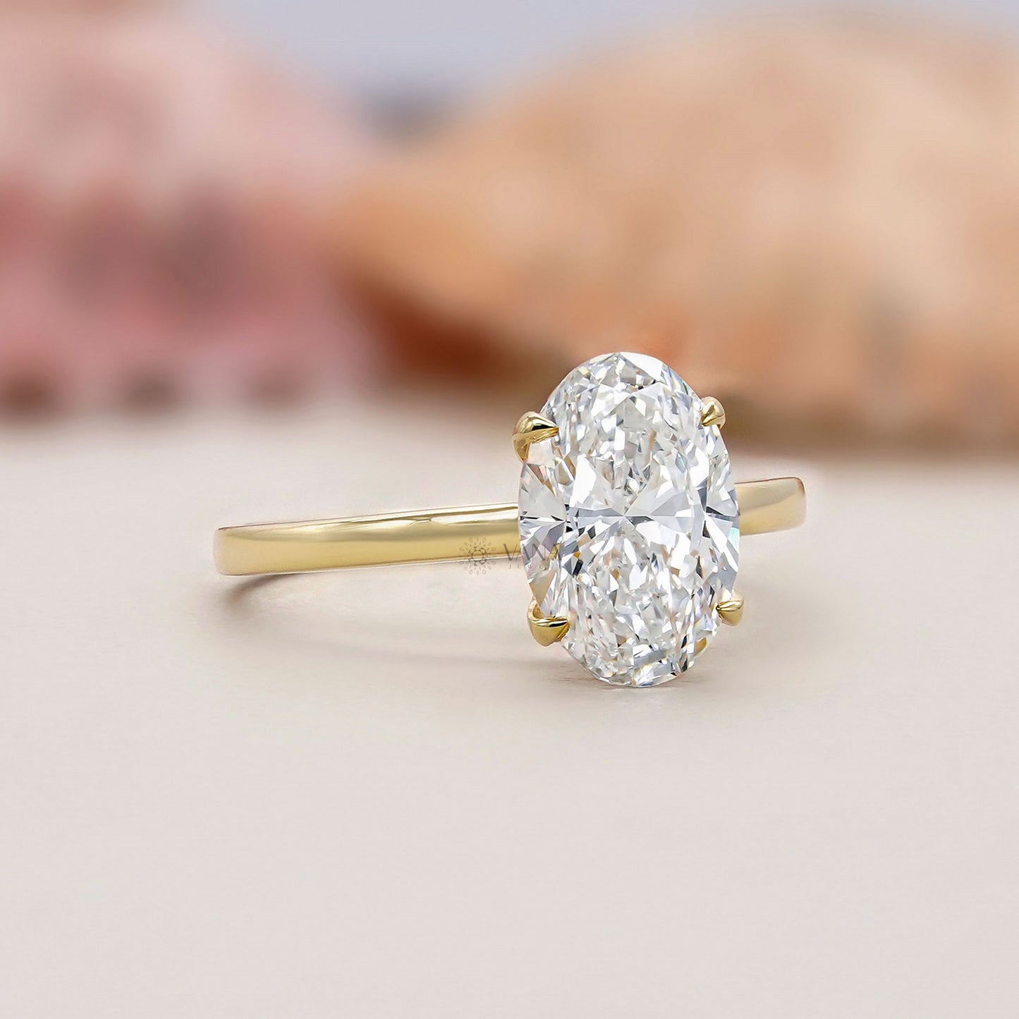 Oval Cut Lab Grown Diamond Engagement Ring in Yellow Gold | Solitaire Bridal Ring