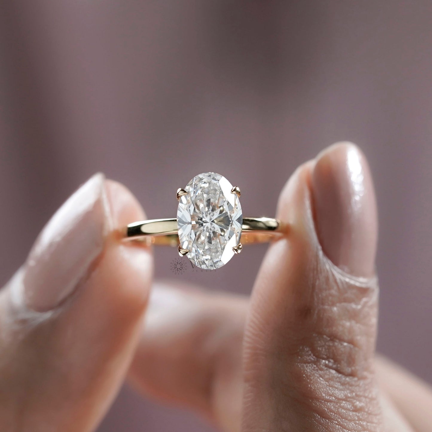 Oval Cut Lab Grown Diamond Engagement Ring in Yellow Gold | Solitaire Bridal Ring