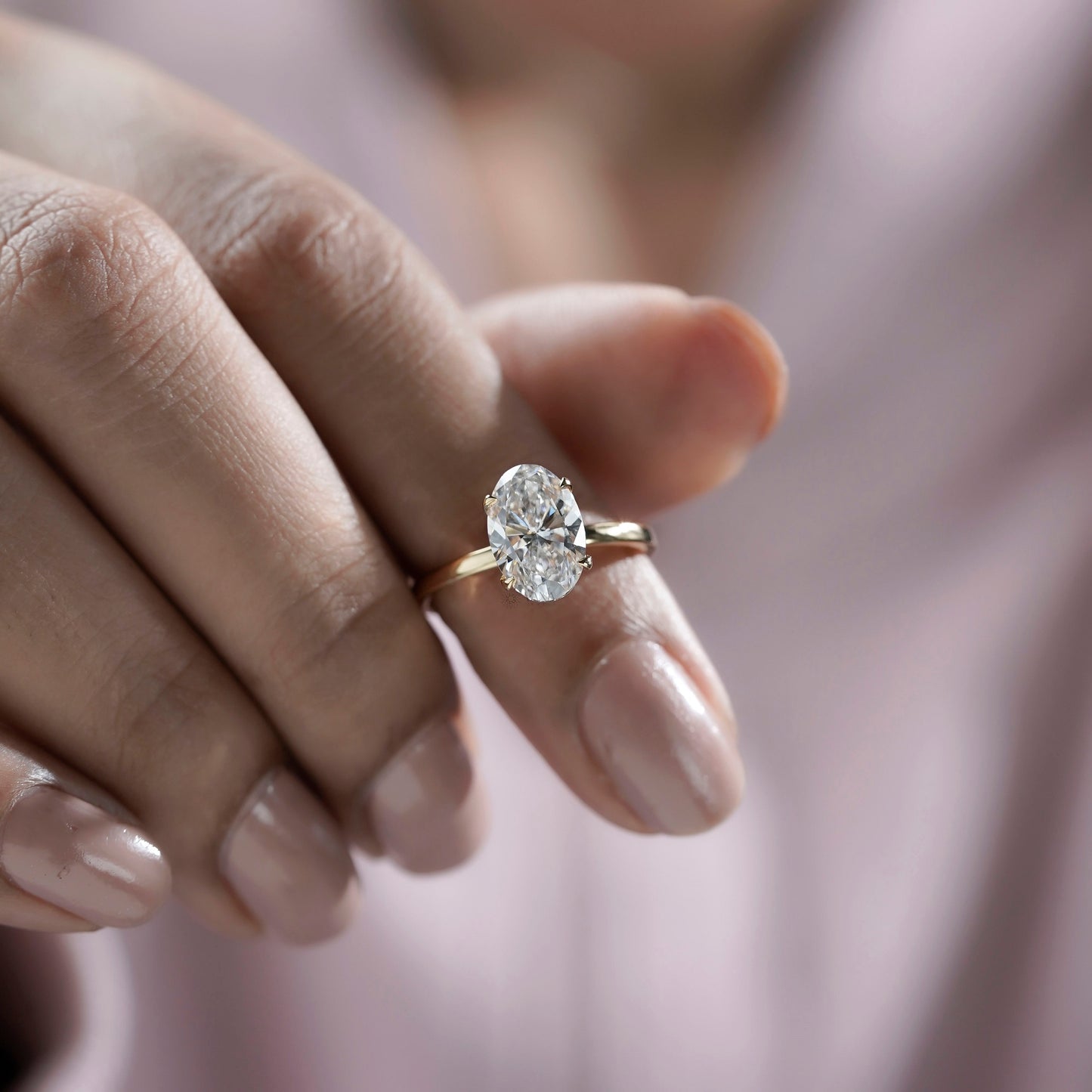 Oval Cut Lab Grown Diamond Engagement Ring in Yellow Gold | Solitaire Bridal Ring