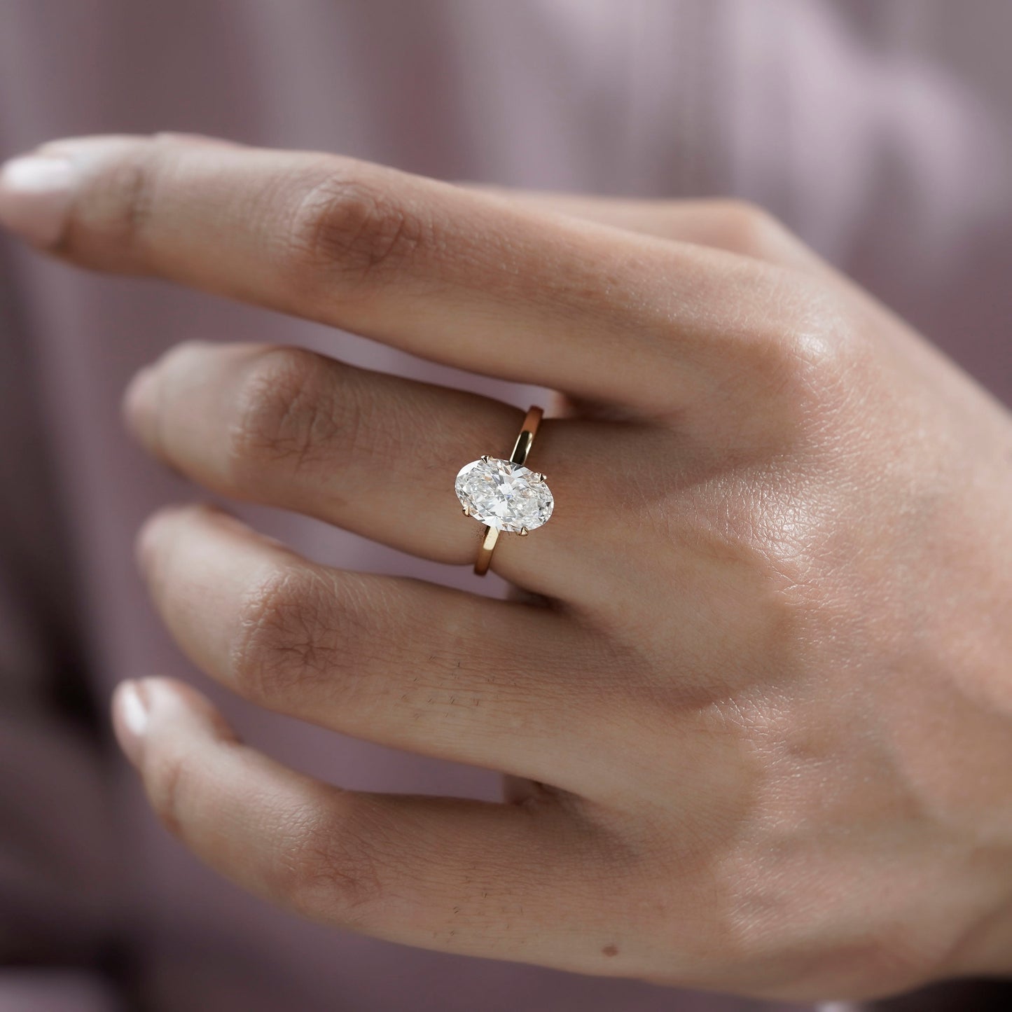 Oval Cut Lab Grown Diamond Engagement Ring in Yellow Gold | Solitaire Bridal Ring