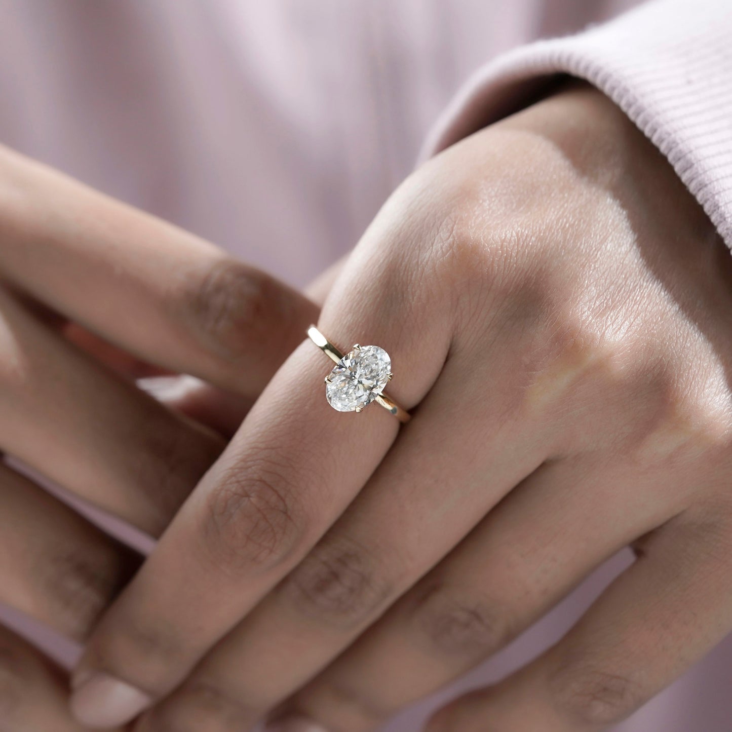 Oval Cut Lab Grown Diamond Engagement Ring in Yellow Gold | Solitaire Bridal Ring