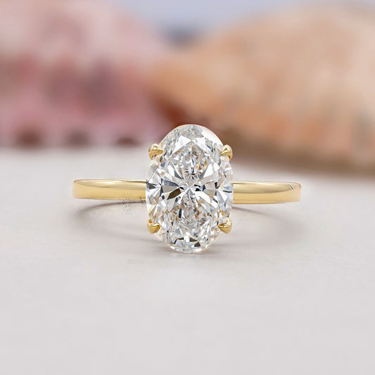 Oval Cut Lab Grown Diamond Engagement Ring in Yellow Gold | Solitaire Bridal Ring