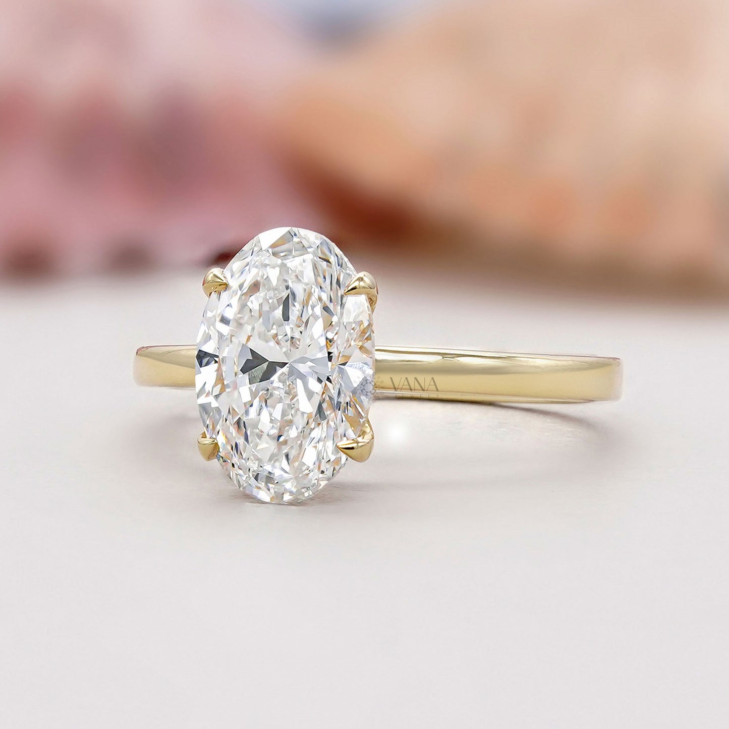 Oval Cut Lab Grown Diamond Engagement Ring in Yellow Gold | Solitaire Bridal Ring