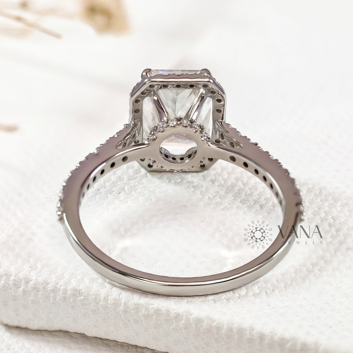 Radiant Cut Lab-Grown Diamond Engagement Ring with Halo and Pave Setting