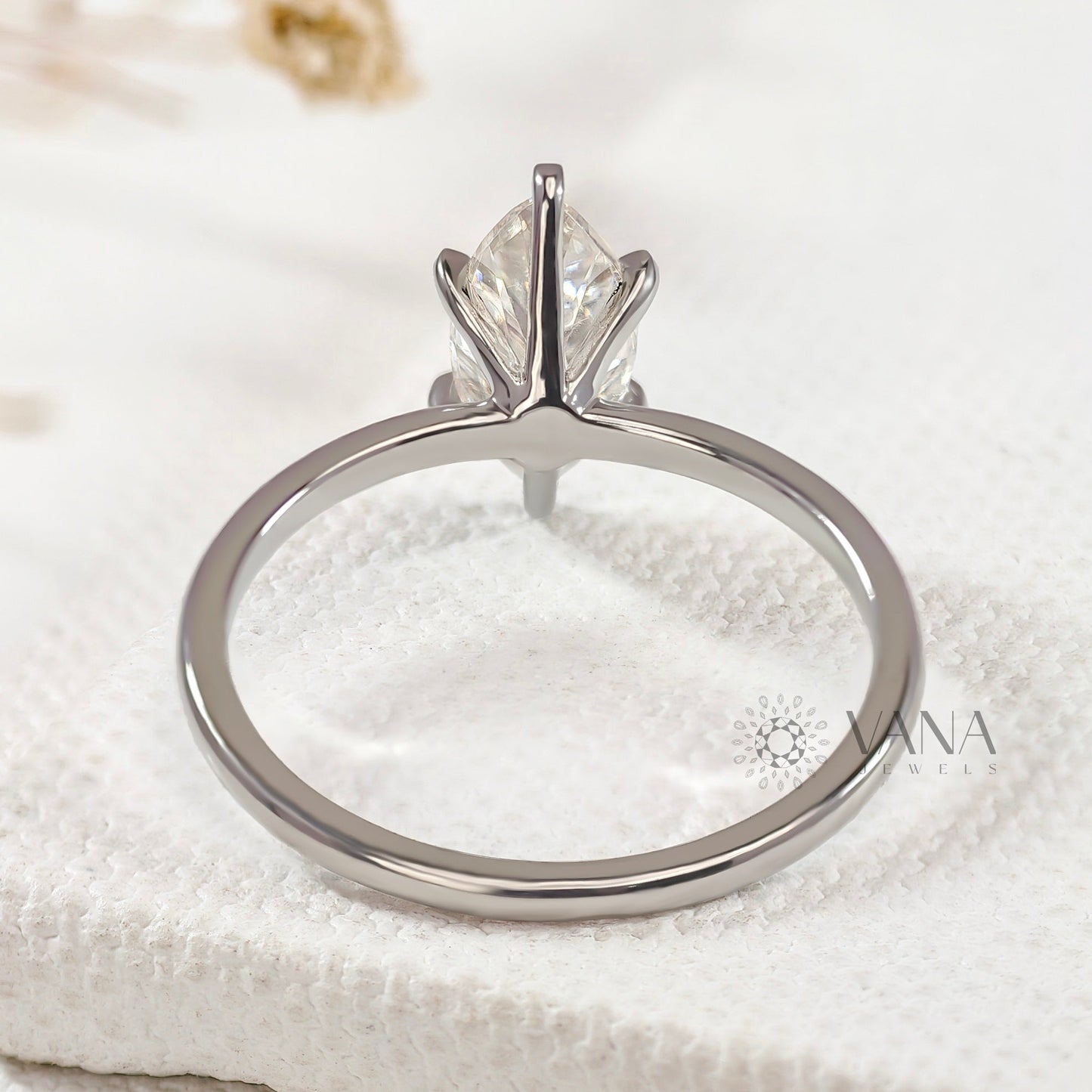 Marquise Cut Lab Diamond Solitaire Ring, White Gold Engagement Proposal Ring for Her