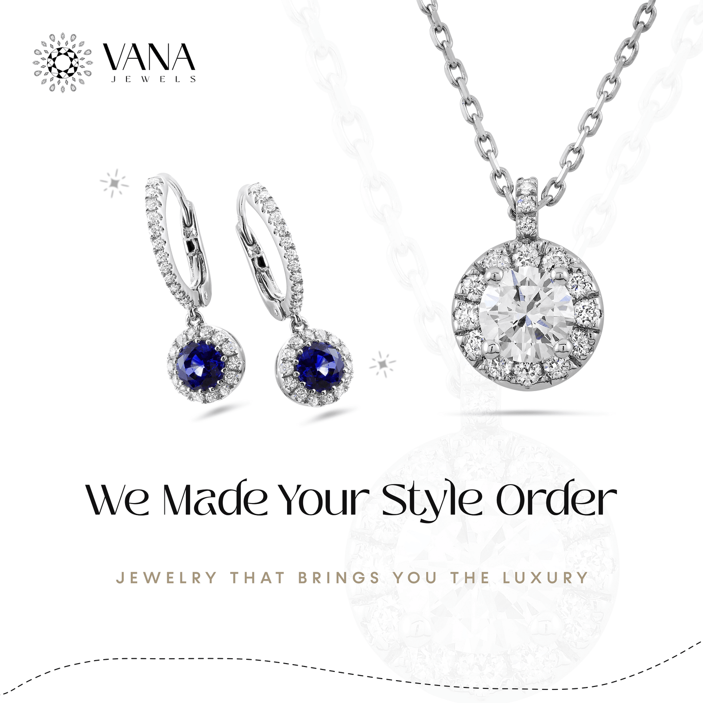 6.50 MM Round Cut Royal Blue Moissanite Pendant - Vana Jewels