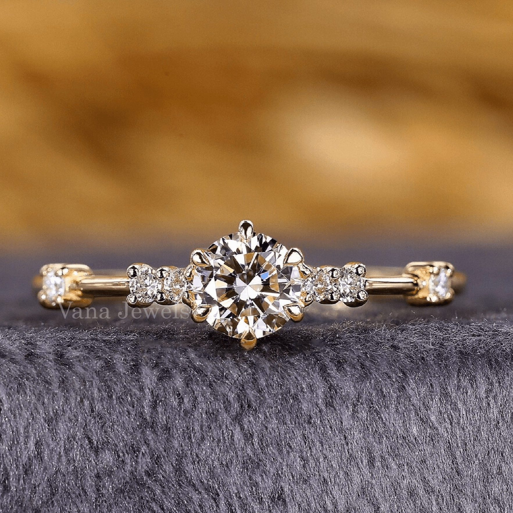 Unique Lab Grown Diamond Engagement Ring - Vana Jewels