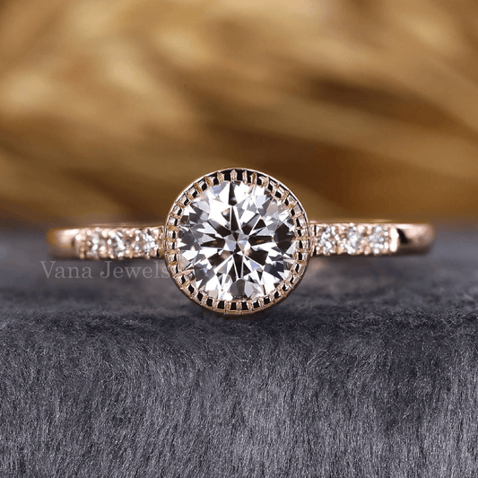 Bezel Set Lab Diamond Engagement Ring - Vana Jewels