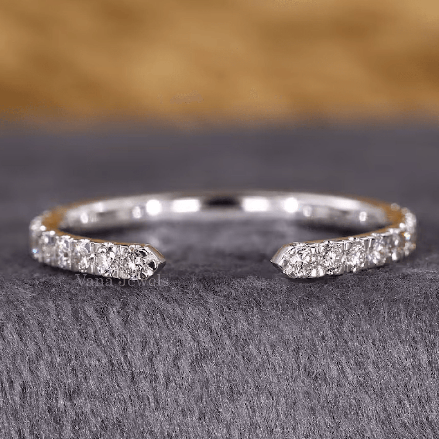 Open Gap Round Cut Lab Grown Wedding Band - Vana Jewels