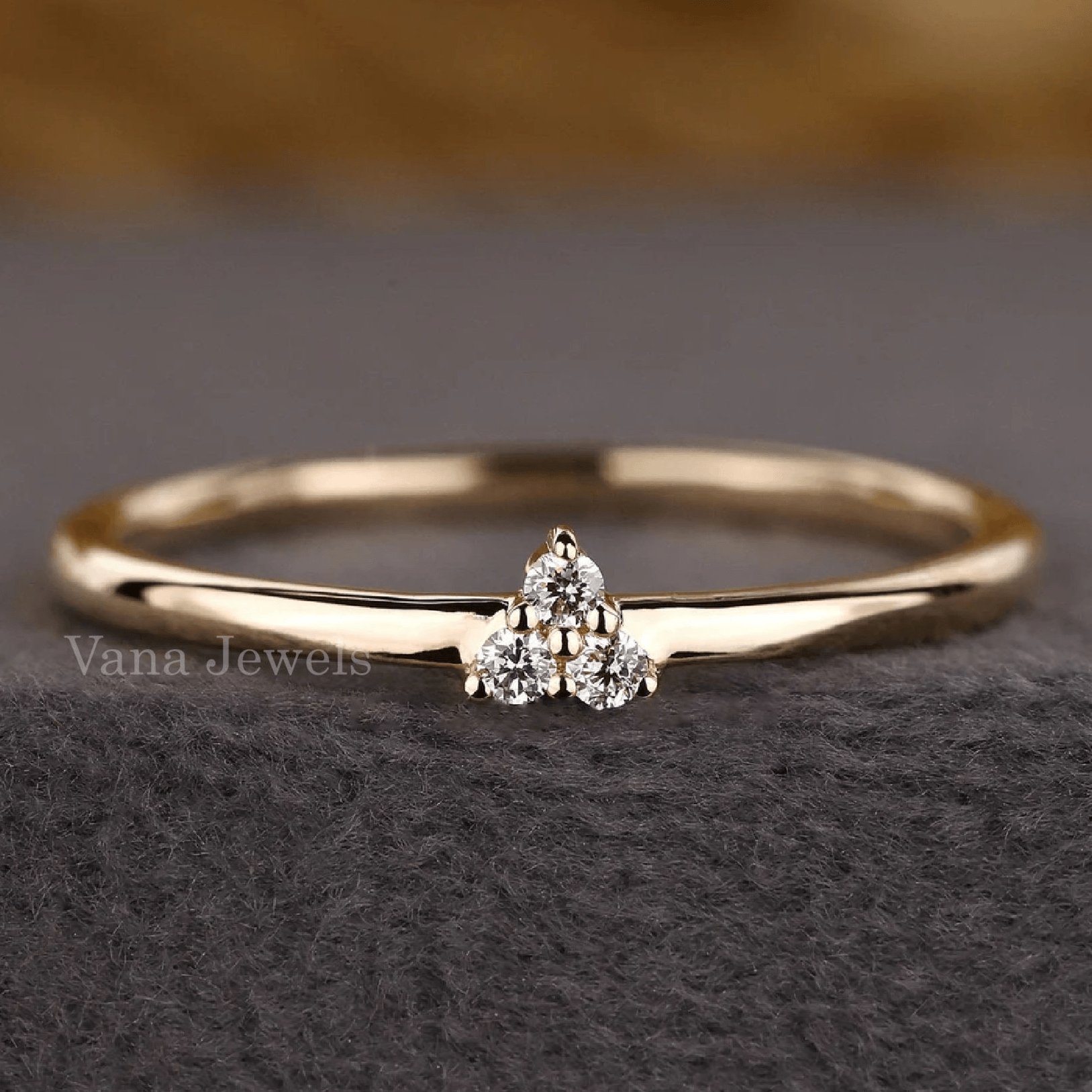 Three Stone Round Brilliant Lab Grown Diamond Ring - Vana Jewels