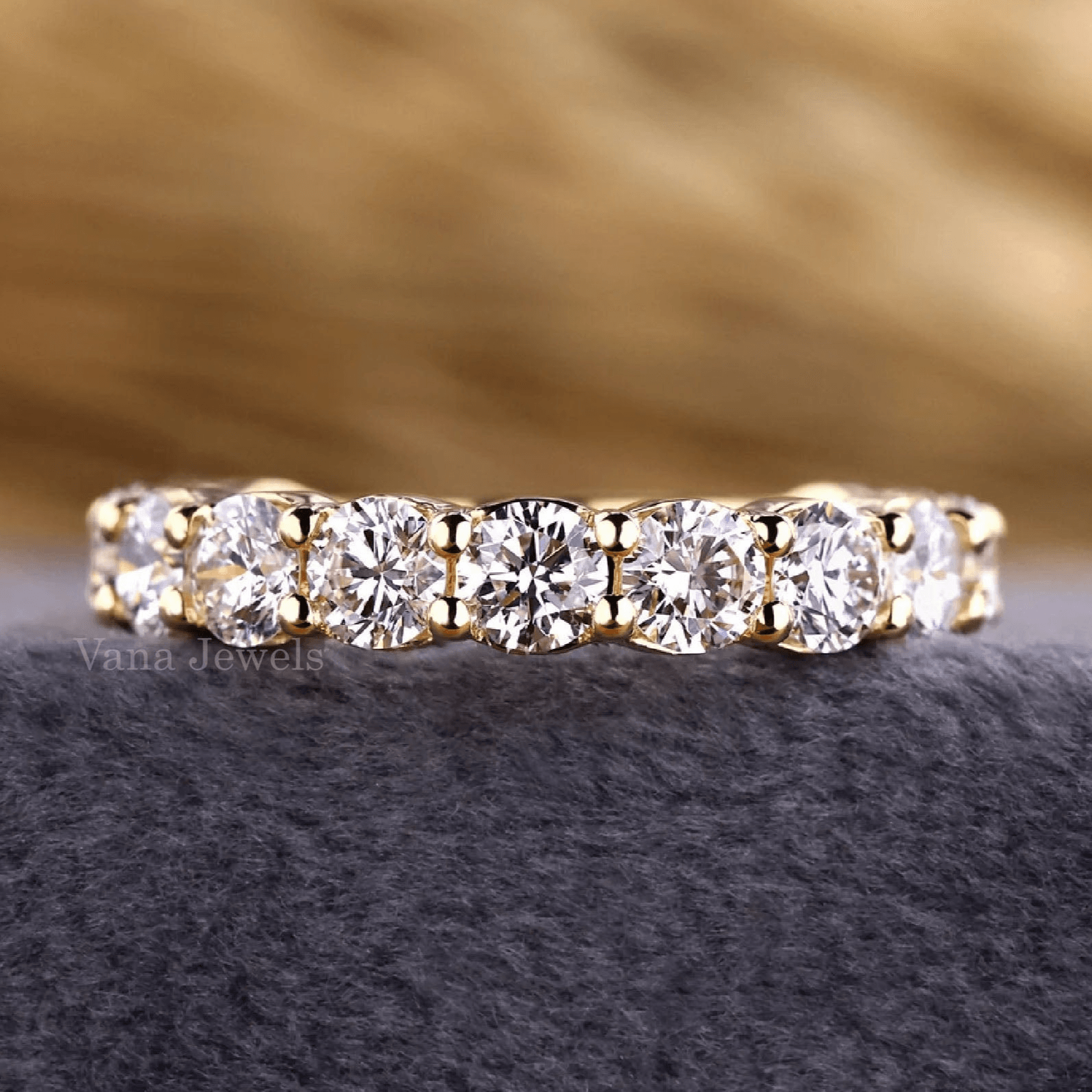 Round Diamond Half Eternity Wedding Anniversary Ring - Vana Jewels