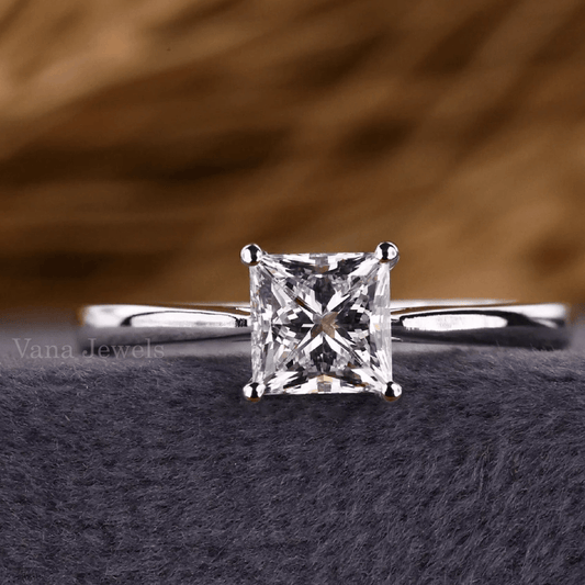 Princess Cut Lab Created Diamond Solitaire Engagement Ring - Vana Jewels