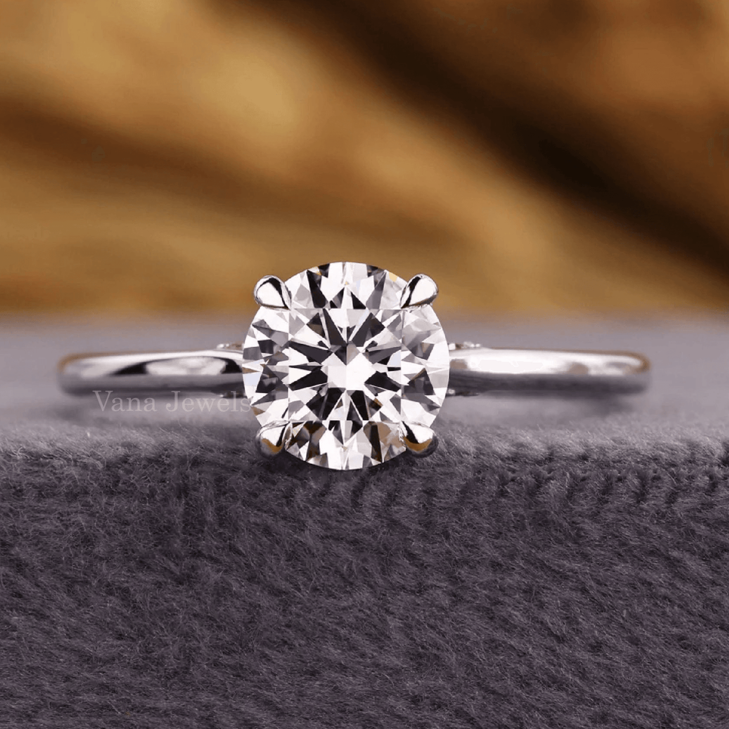 Exquisite Round Brilliant Cut Lab Grown Diamond Hidden Halo Engagement Ring - Vana Jewels