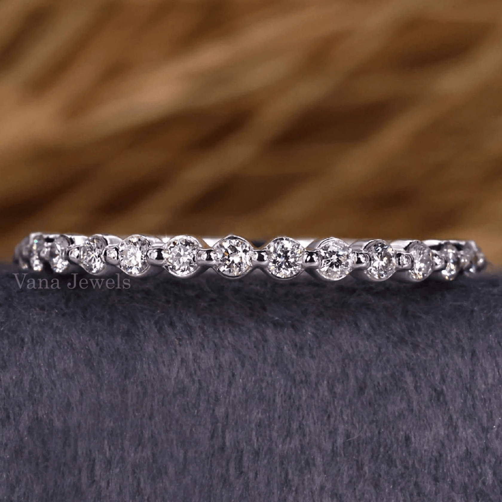 Round Lab Grown Diamond Floating Bubble Half Eternity Band - Vana Jewels