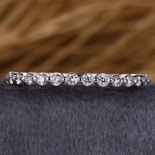 Round Lab Grown Diamond Floating Bubble Half Eternity Band - Vana Jewels