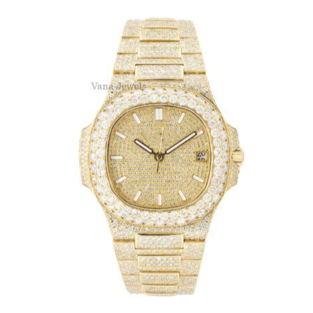 Luxury Fully Iced Out Round Cut VVS Moissanite Diamond Watch - Vana Jewels