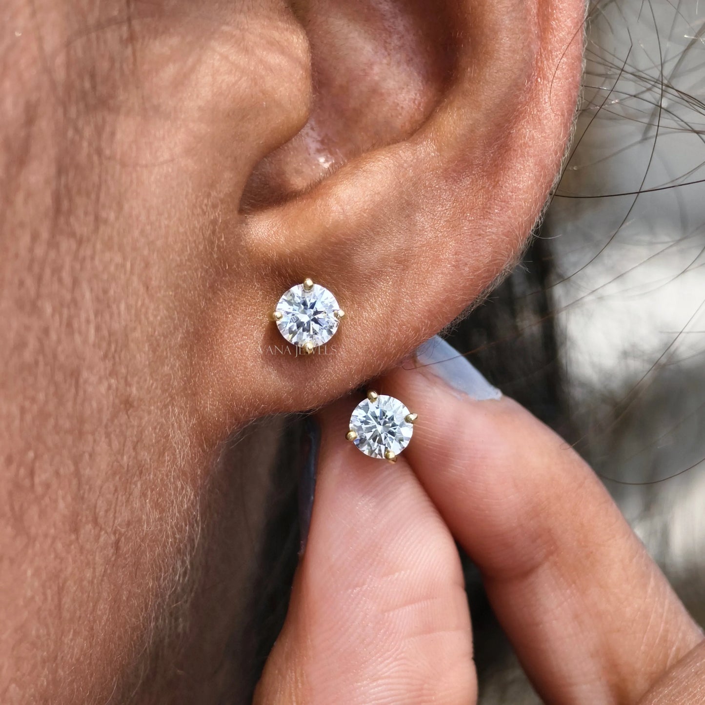 1.00 TCW Round Moissanite Wedding Earrings, Screw Back Earrings