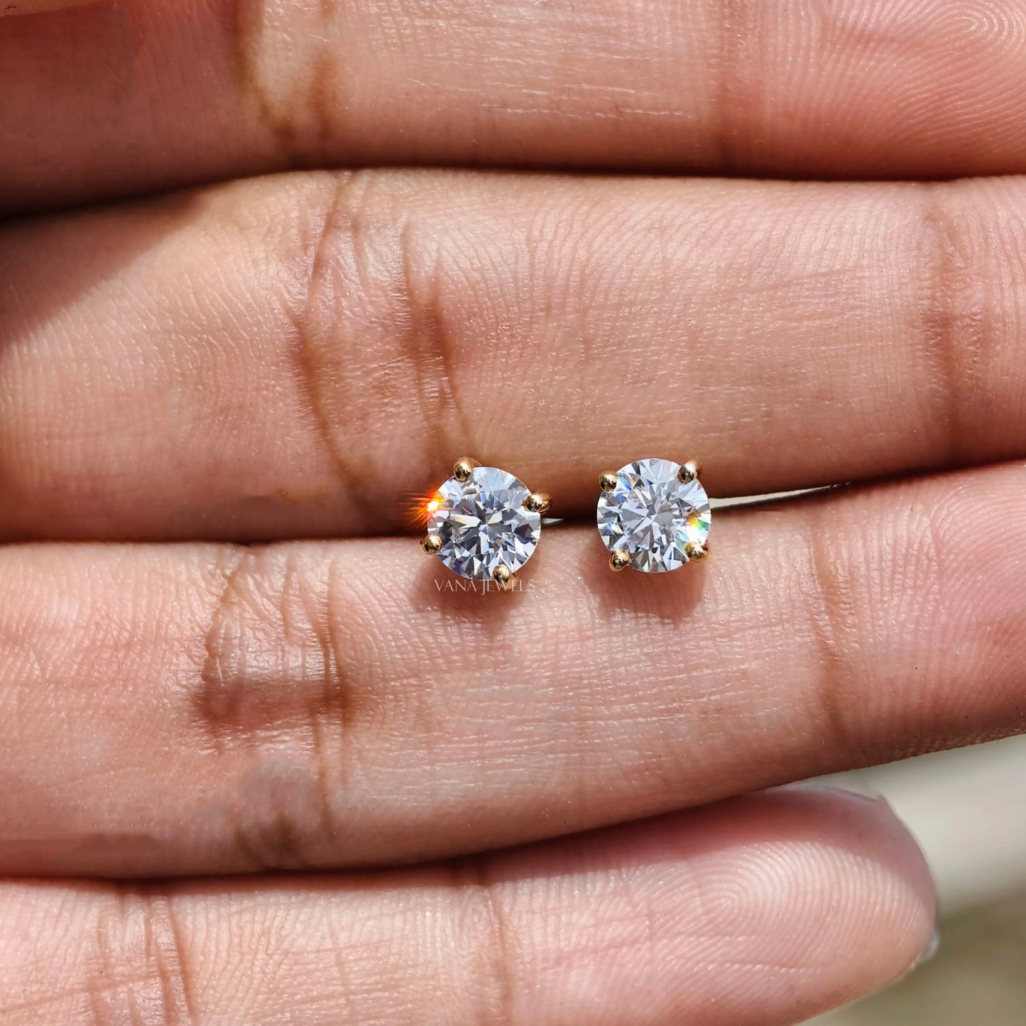 1.00 TCW Round Moissanite Wedding Earrings, Screw Back Earrings