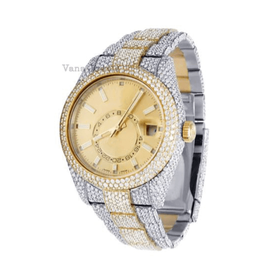 Luxury Iced Out Round Cut Moissanite Diamond Watch - Vana Jewels