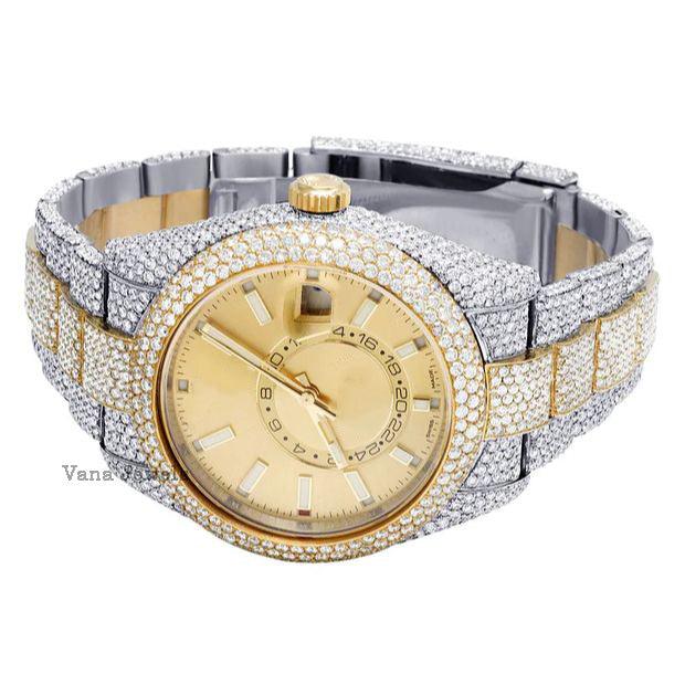 Luxury Iced Out Round Cut Moissanite Diamond Watch - Vana Jewels