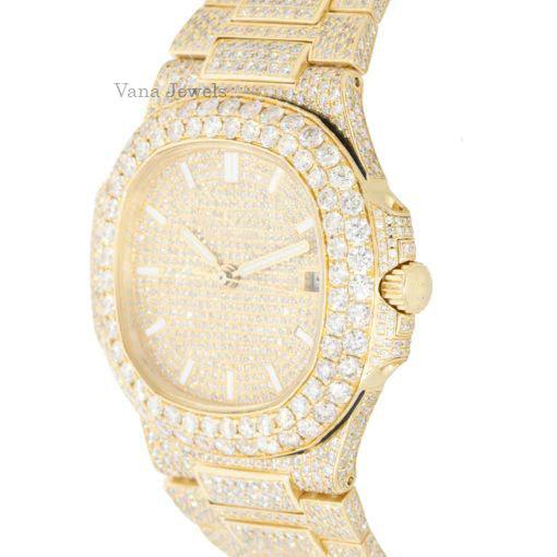 Luxury Fully Iced Out Round Cut VVS Moissanite Diamond Watch - Vana Jewels