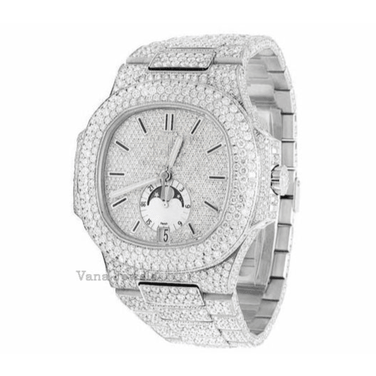 Round Cut Diamond Studded Iced Out Watch - Vana Jewels