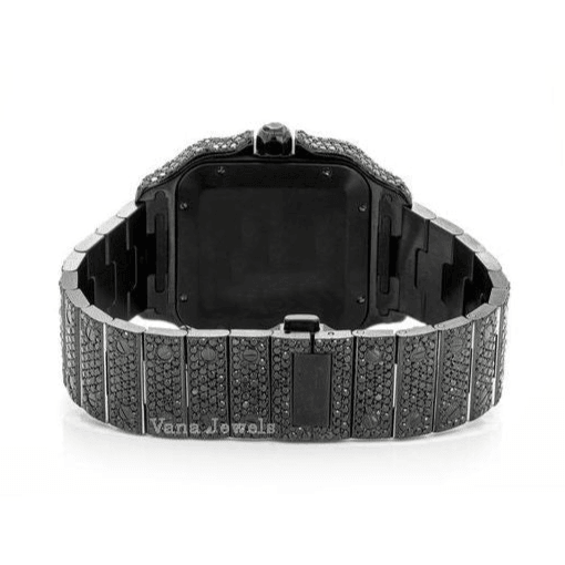 Luxury Iced Out White & Black Round Cut Moissanite Diamond Watch - Vana Jewels