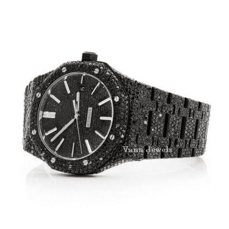 Black Moissanite Diamond Iced Out Automatic Watch - Vana Jewels